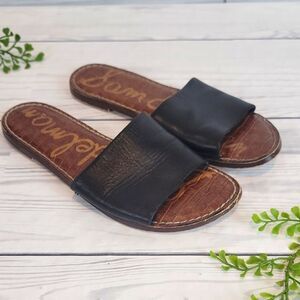 Sam Edelman Genesis Women's Black Leather Slide Sandals Size 7.5